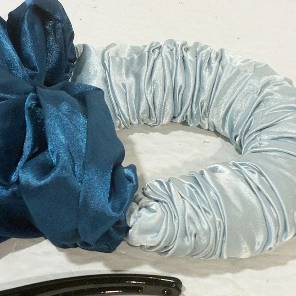 Blue Satin Heatless Curler Hair Clips Beauty Curling‎ NEW